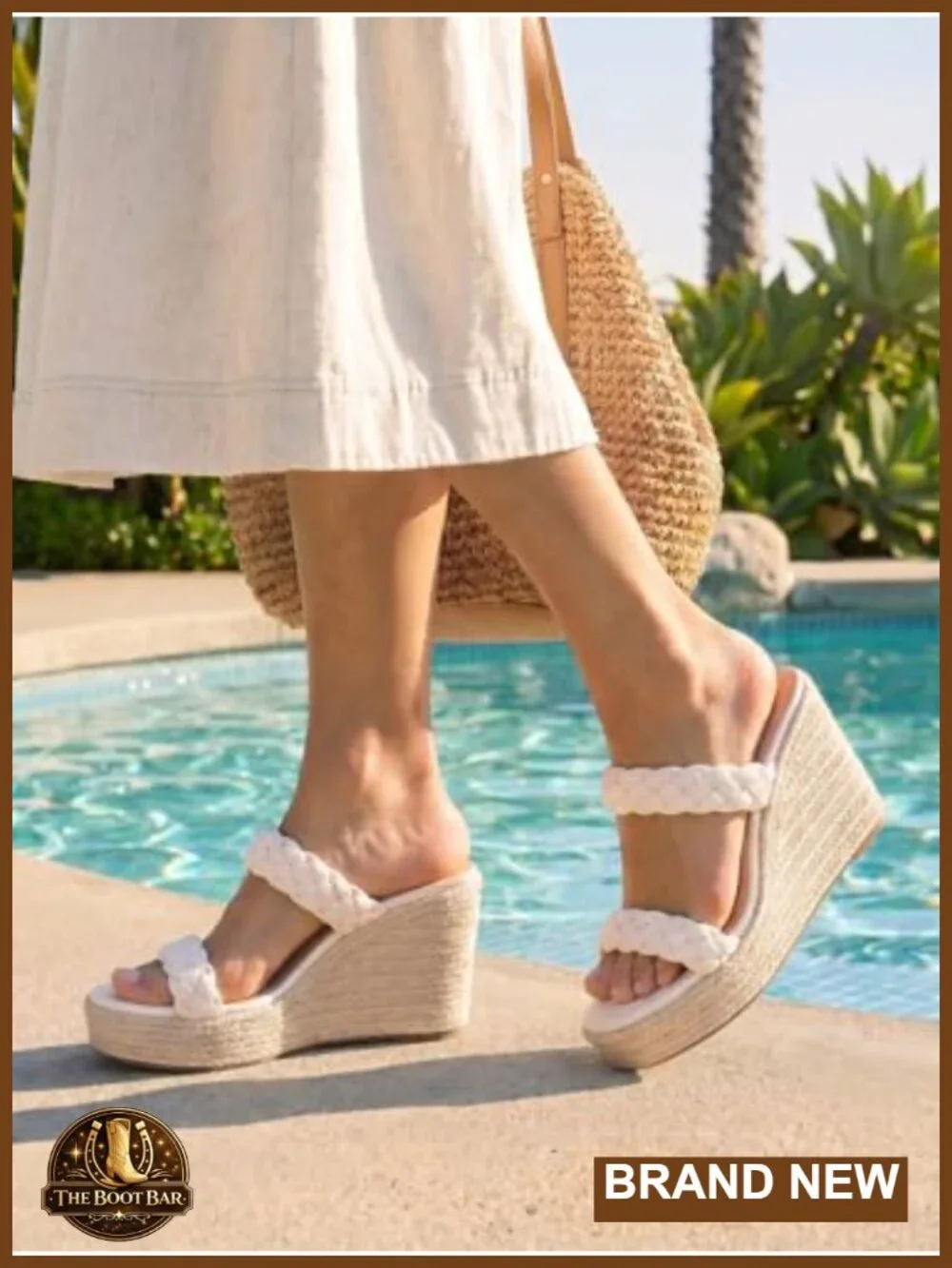 Wedge Platform Sandals Espadrilles Two Strap Woven Slip On Slide Sandals